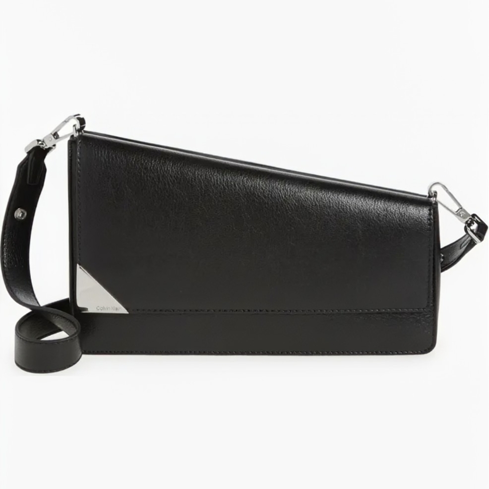 NWT Calvin Klein Basalt Asymmetric Convertible Shoulder Bag - Black